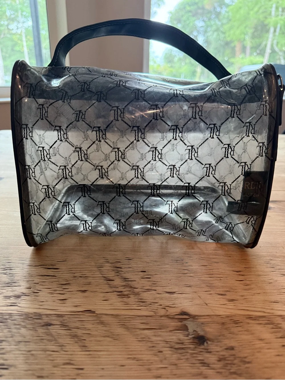 Vintage Ralph Lauren Clear RL Logo Cosmetic Tote - Black Trim Plastic